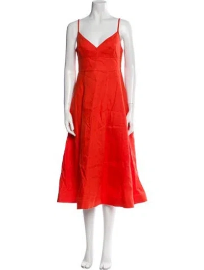 Pre-owned Zimmermann Linen Midi Length Dress In Red