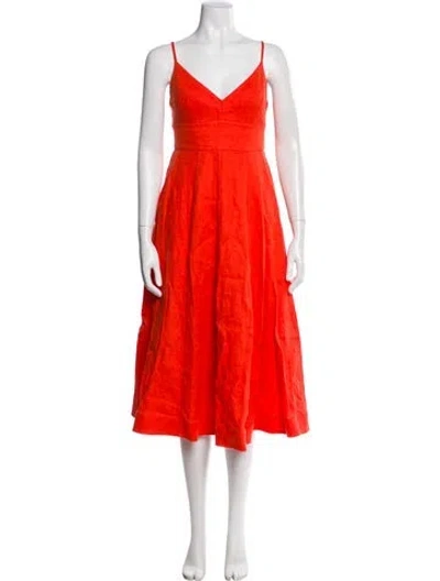 Pre-owned Zimmermann Linen Midi Length Dress In Red