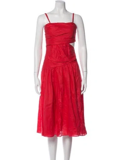 Pre-owned Zimmermann Linen Midi Length Dress In Red