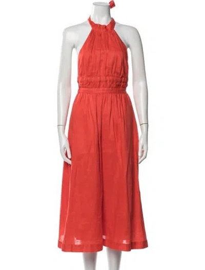 Pre-owned Zimmermann Linen Midi Length Dress In Red