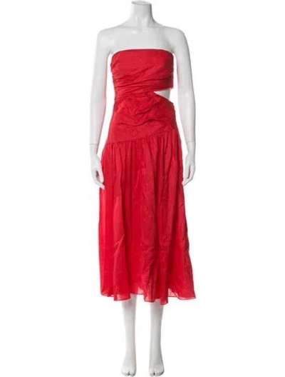 Pre-owned Zimmermann Linen Midi Length Dress In Red
