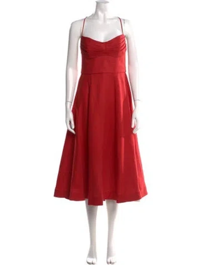 Pre-owned Zimmermann Linen Midi Length Dress In Red