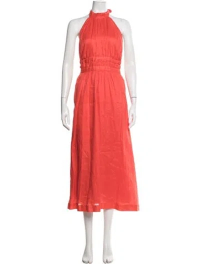 Pre-owned Zimmermann Linen Midi Length Dress In Red