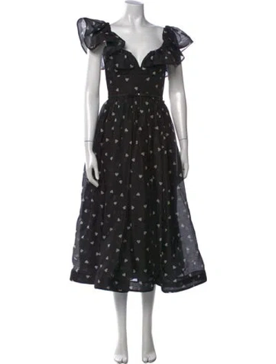 Pre-owned Zimmermann Linen Midi Length Dress W/ Tags In Black
