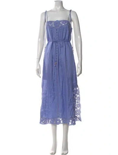 Pre-owned Zimmermann Linen Midi Length Dress W/ Tags In Blue