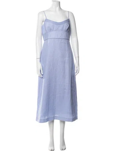 Pre-owned Zimmermann Linen Midi Length Dress W/ Tags In Blue