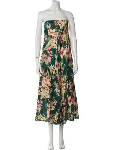 Pre-owned Zimmermann Linen Midi Length Dress W/ Tags In Green