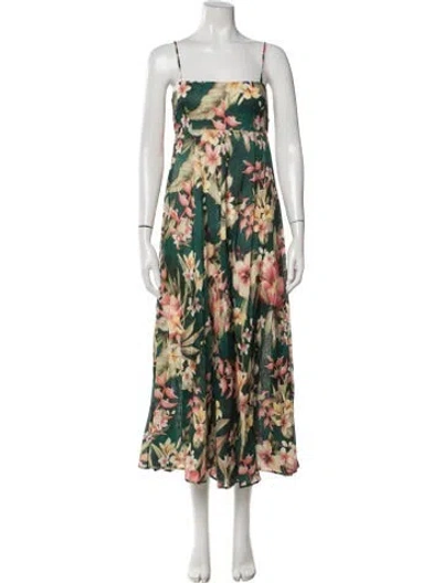 Pre-owned Zimmermann Linen Midi Length Dress W/ Tags In Green