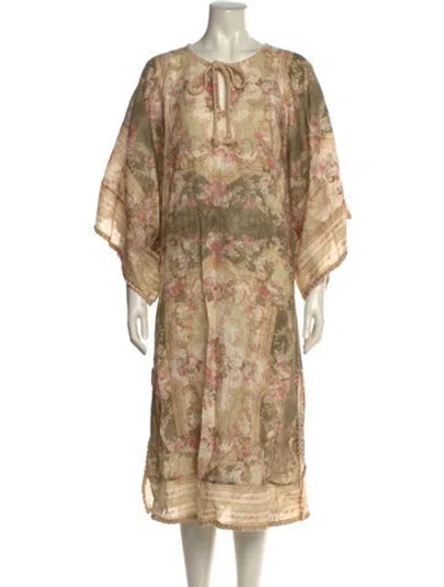 Pre-owned Zimmermann Linen Midi Length Dress W/ Tags In Neutral