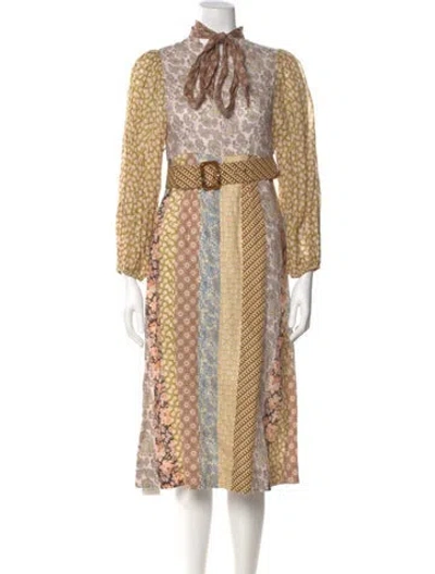 Pre-owned Zimmermann Linen Midi Length Dress W/ Tags In Neutral