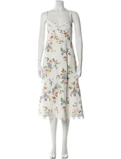 Pre-owned Zimmermann Linen Midi Length Dress W/ Tags In Neutral