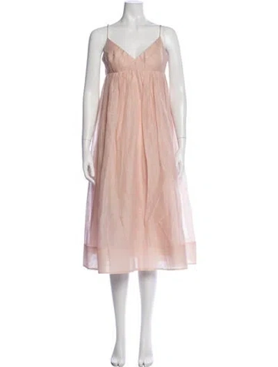 Pre-owned Zimmermann Linen Midi Length Dress W/ Tags In Neutral