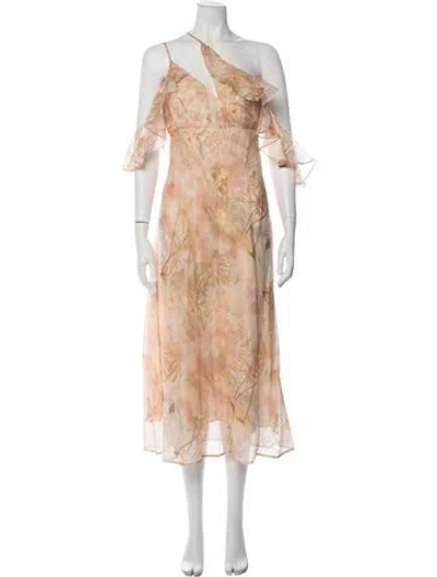 Pre-owned Zimmermann Linen Midi Length Dress W/ Tags In Neutrals