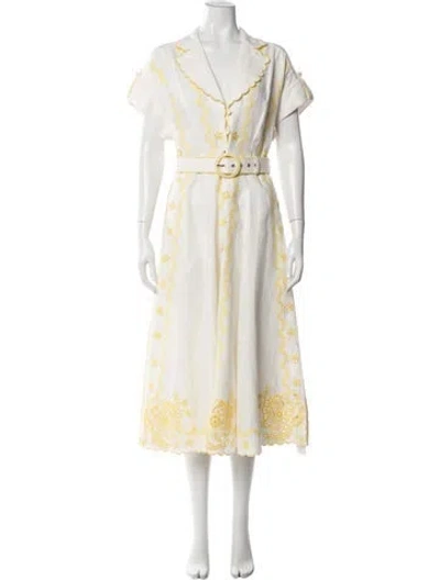 Pre-owned Zimmermann Linen Midi Length Dress W/ Tags In Neutrals