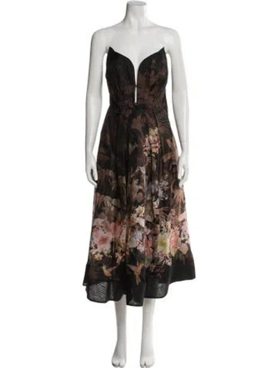 Pre-owned Zimmermann Linen Midi Length Dress W/ Tags In Pink