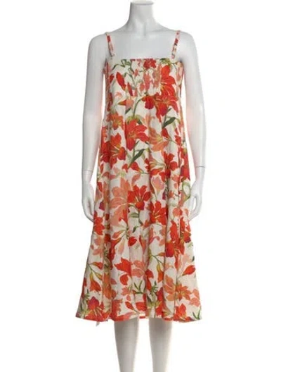 Pre-owned Zimmermann Linen Midi Length Dress W/ Tags In Pink