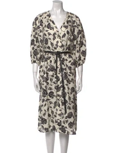 Pre-owned Zimmermann Linen Midi Length Dress W/ Tags In White