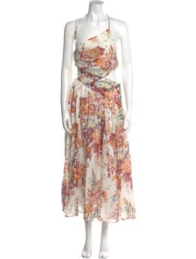 Pre-owned Zimmermann Linen Midi Length Dress W/ Tags In White