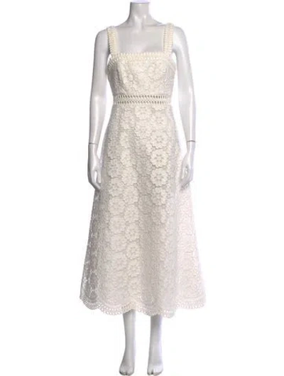 Pre-owned Zimmermann Linen Midi Length Dress W/ Tags In White