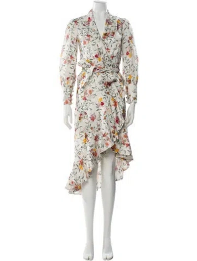 Pre-owned Zimmermann Linen Midi Length Dress In White