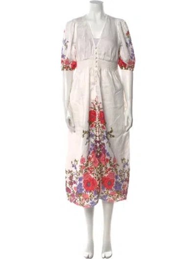 Pre-owned Zimmermann Linen Midi Length Dress In White
