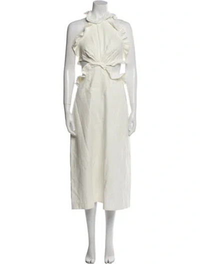 Pre-owned Zimmermann Linen Midi Length Dress In White