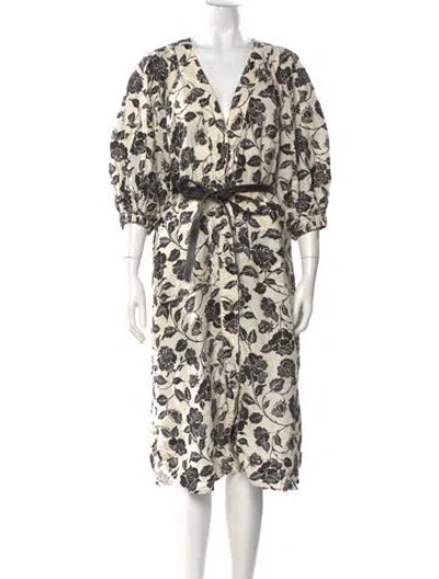 Pre-owned Zimmermann Linen Midi Length Dress In White