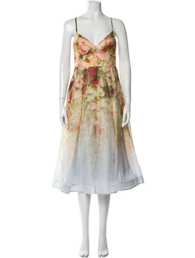 Pre-owned Zimmermann Linen Midi Length Dress In White