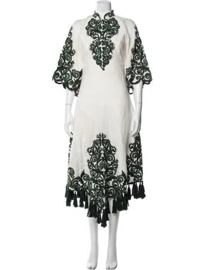 Pre-owned Zimmermann Linen Midi Length Dress In White