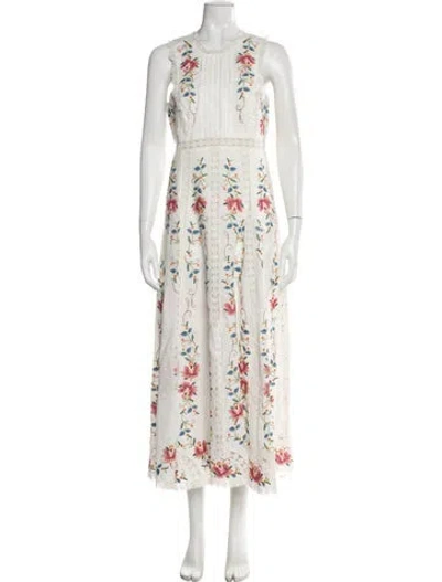Pre-owned Zimmermann Linen Midi Length Dress In White