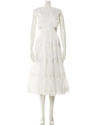 Pre-owned Zimmermann Linen Midi Length Dress In White