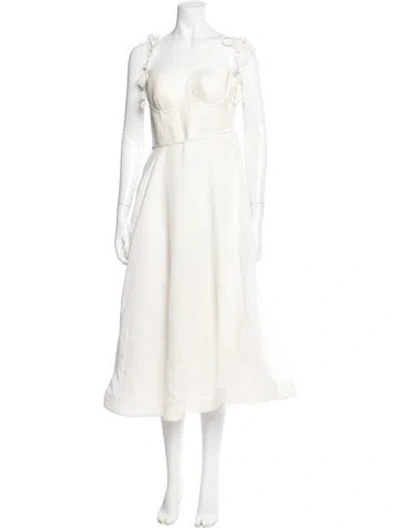 Pre-owned Zimmermann Linen Midi Length Dress In White