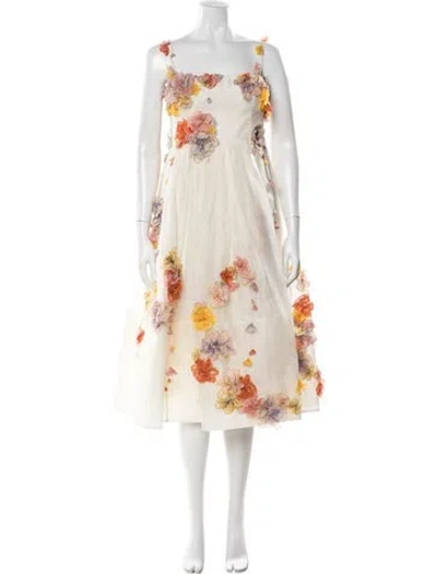 Pre-owned Zimmermann Linen Midi Length Dress In White
