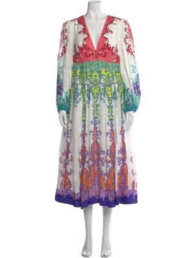 Pre-owned Zimmermann Linen Midi Length Dress In White