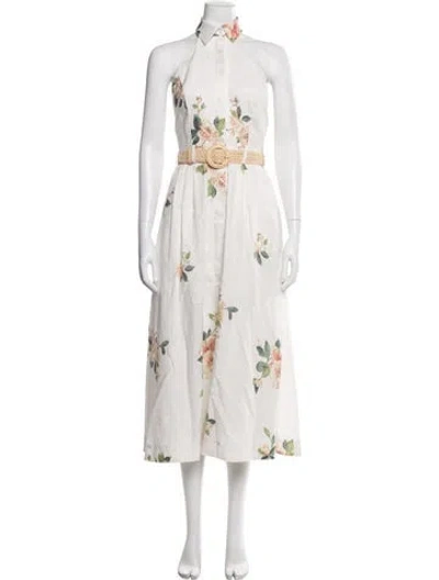 Pre-owned Zimmermann Linen Midi Length Dress In White