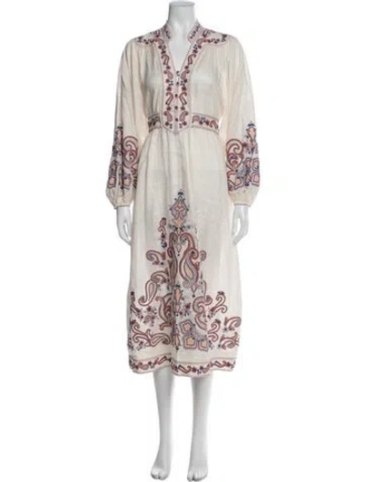 Pre-owned Zimmermann Linen Midi Length Dress In White