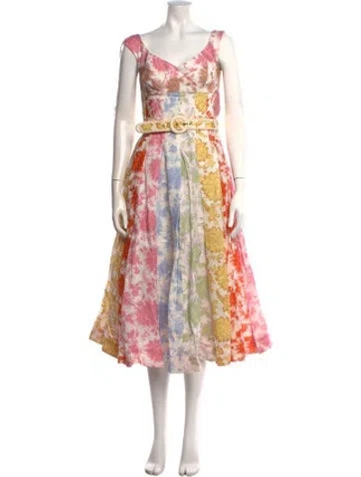 Pre-owned Zimmermann Linen Midi Length Dress In White