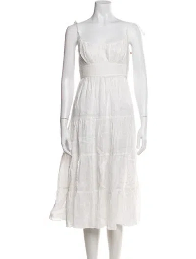 Pre-owned Zimmermann Linen Midi Length Dress In White