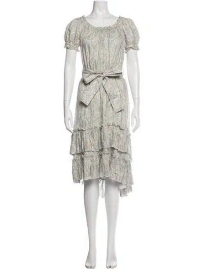 Pre-owned Zimmermann Linen Midi Length Dress In White