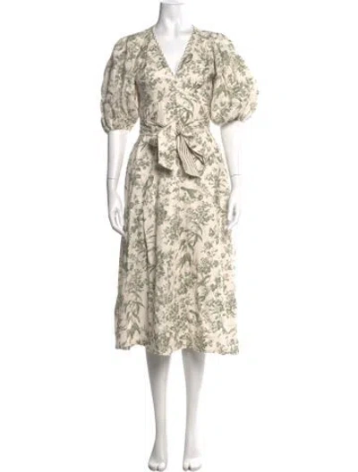 Pre-owned Zimmermann Linen Midi Length Dress In White
