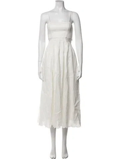 Pre-owned Zimmermann Linen Midi Length Dress In White
