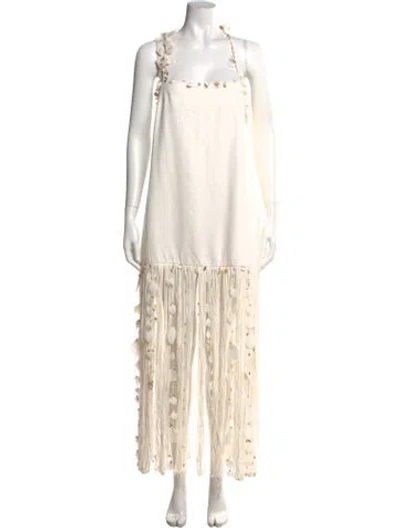 Pre-owned Zimmermann Linen Midi Length Dress In White