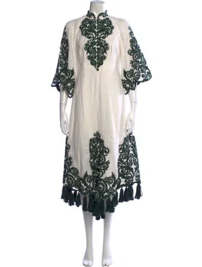 Pre-owned Zimmermann Linen Midi Length Dress In White