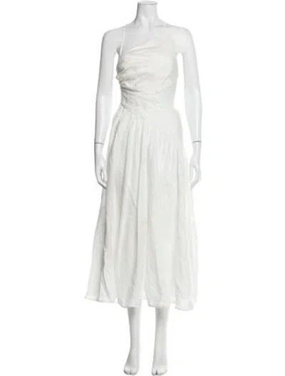 Pre-owned Zimmermann Linen Midi Length Dress In White