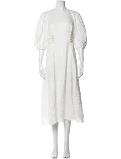 Pre-owned Zimmermann Linen Midi Length Dress In White