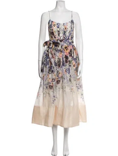 Pre-owned Zimmermann Linen Midi Length Dress In White