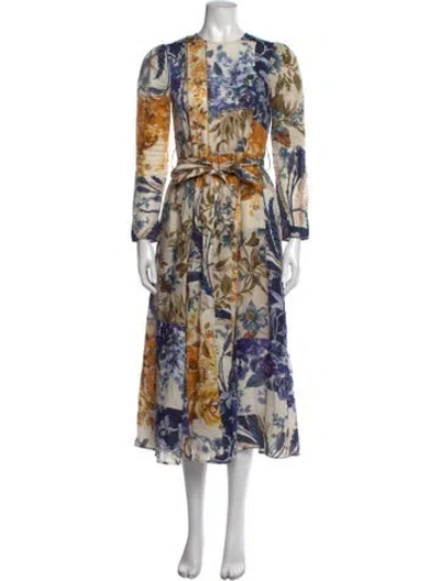 Pre-owned Zimmermann Linen Midi Length Dress In White