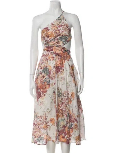Pre-owned Zimmermann Linen Midi Length Dress In White