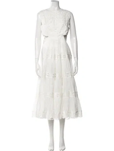 Pre-owned Zimmermann Linen Midi Length Dress In White
