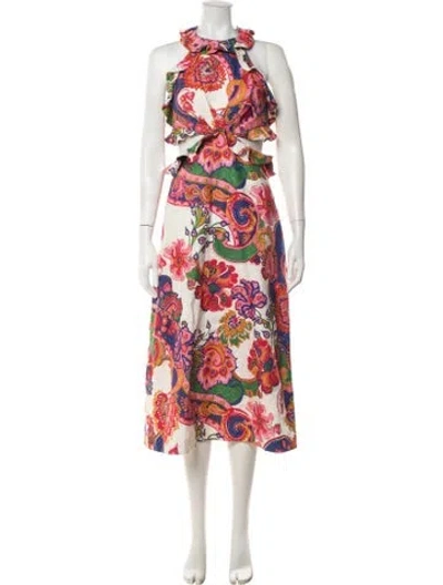 Pre-owned Zimmermann Linen Midi Length Dress In White